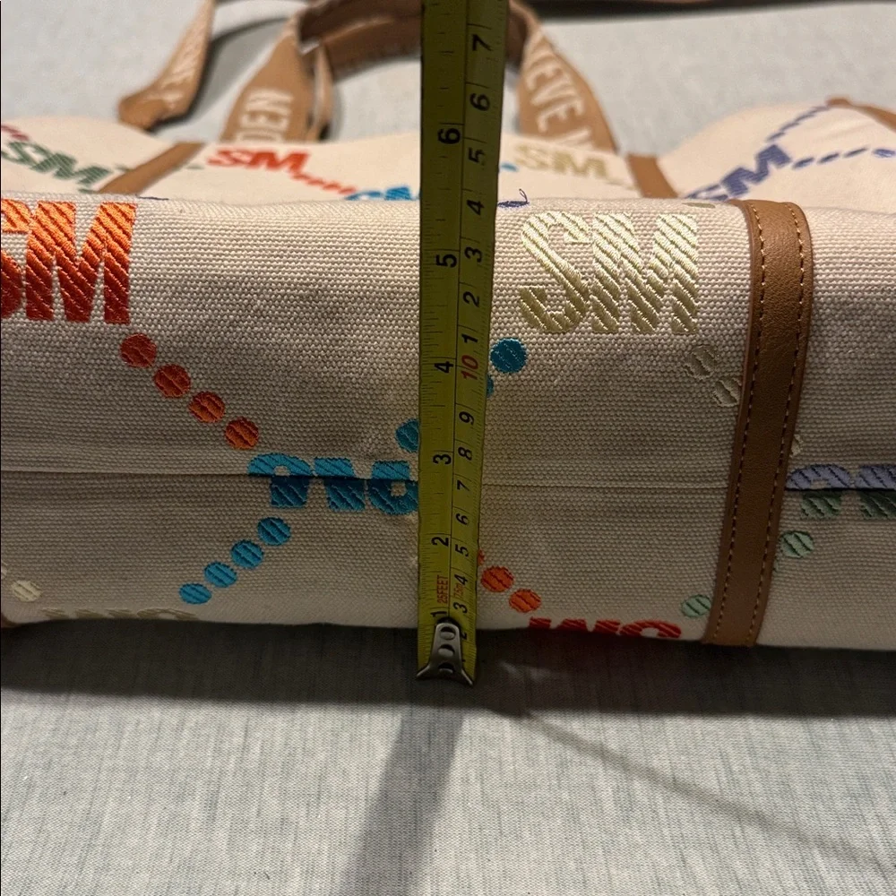Steve Madden Cream Multicolor Canvas Tote